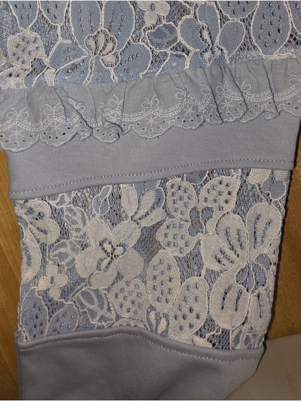 Rawrare Light Blue Lace Trim Hoodie Sweatshirt #HD10 - Picture 9 of 10